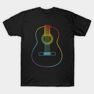 Classical Acoustic Guitar Body Colorful Outline T-Shirt